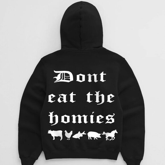 New Don't Eat The Homies DETH vegan streetwear relaxed cotton hoodie sweatshirt - Picture 4 of 15